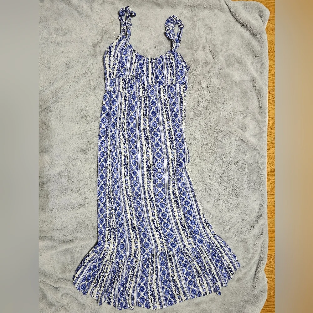 Derek Heart Blue and White Maxi Dress - Picture 7 of 7